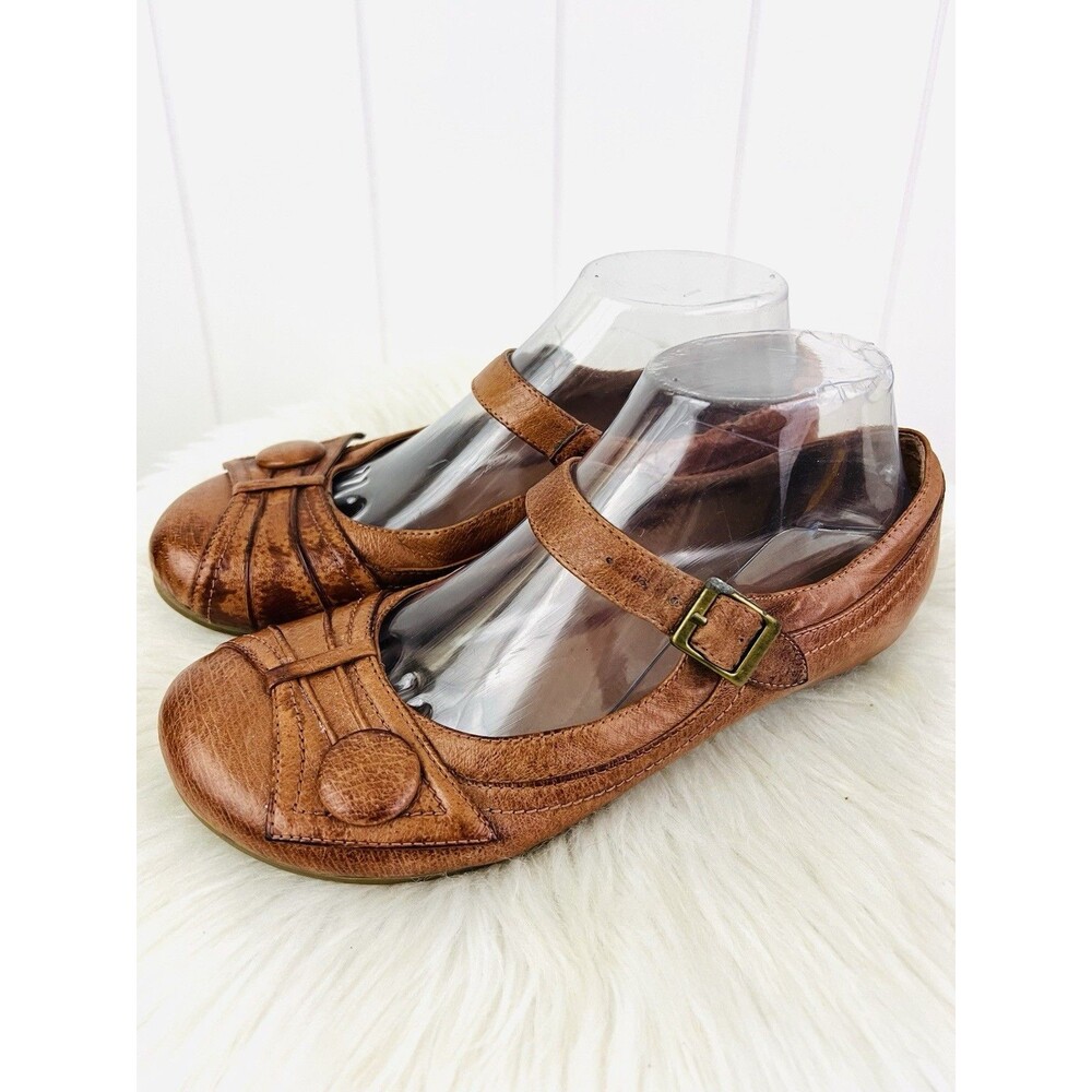 Miz Mooz Dulce Brown Leather Mary Jane Flats 90s Vintage Y2K Vibe Comfort Size 8